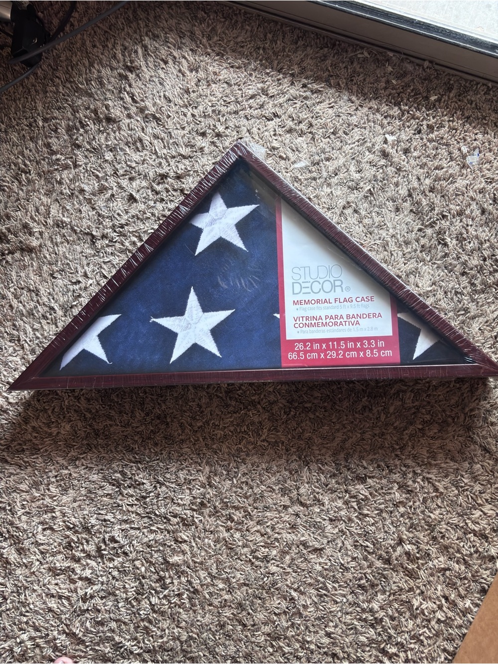 Memorial Flag Case Brown By Studio Decor Large 26.2" X 11.5” X 3.3”/ 5Ft x 9.5Ft